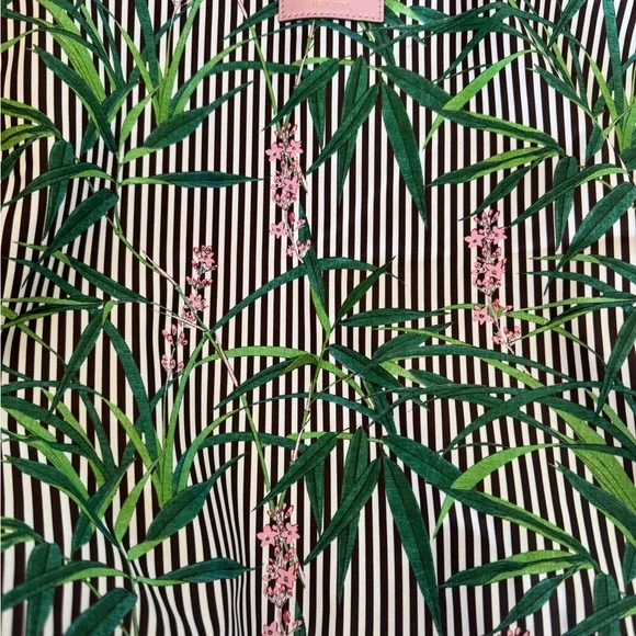 Henri Bendel Green and Pink Striped Tote - Picture 5 of 9